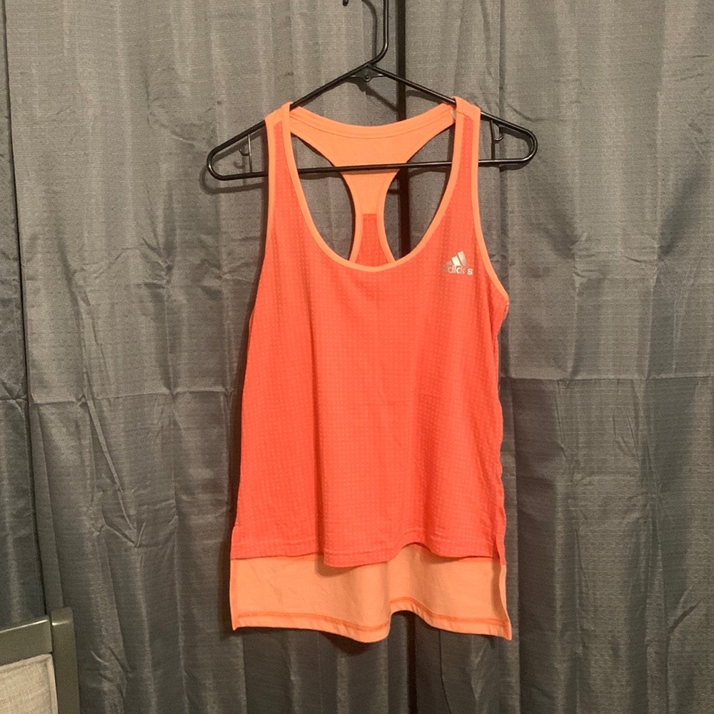 Soft Coral Adidas Workout Tank Top with polka dots